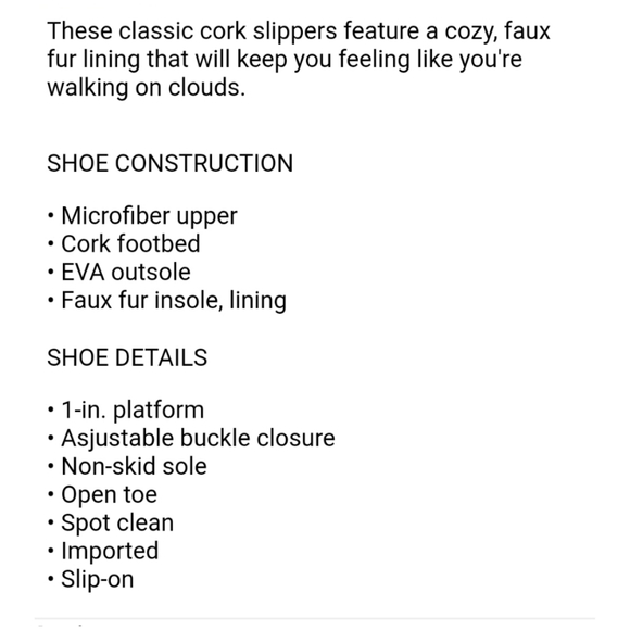 👀50% OFF - NWT‼️ Sonoma Goods for Life brand Faux Fur Cork Slippers - Picture 5 of 9